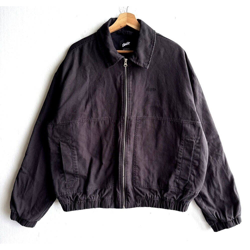 STWD Pull & Bear Detroit Jacket Men’s L Charcoal Gray Canvas Collared Lined